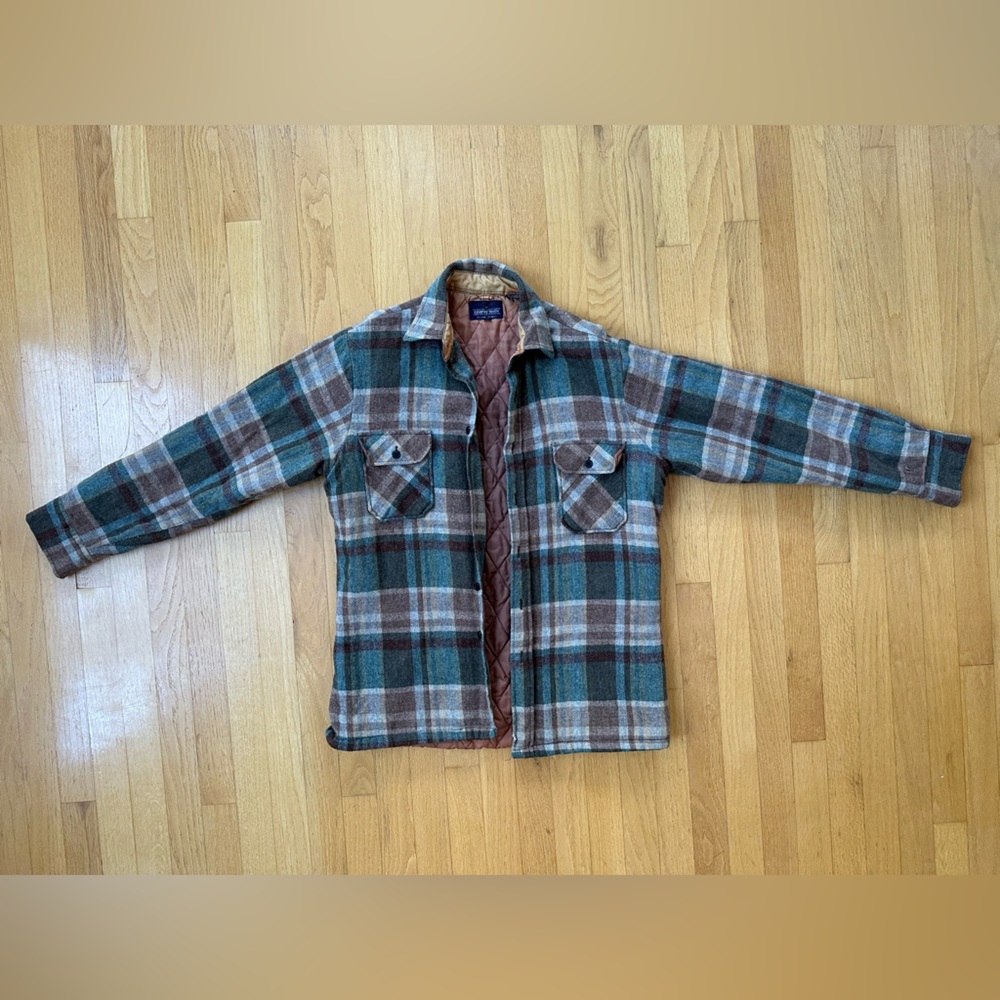 VINTAGE WOOL/NYLON INSULATED FLANNEL EARTH TONES SIZE MEDIUM